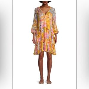 NWOT JOHNNY WAS
Renee Silk Chiffon Mini Dress Size S / Yellow Multi